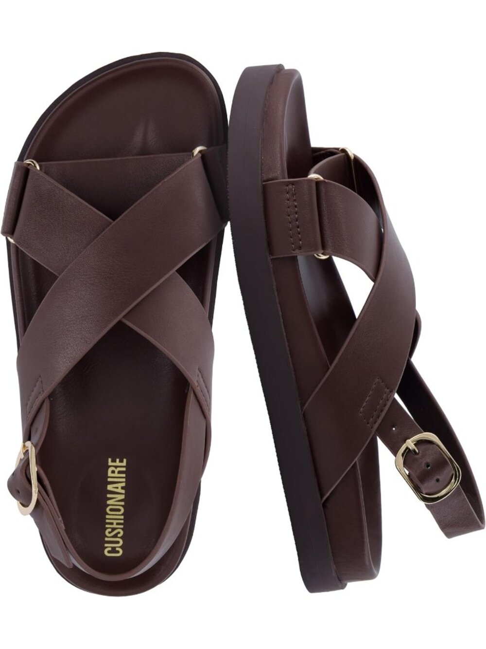 Women's Chocolate Foot bed Sandals Comfortable Arch Support Slingback Strap